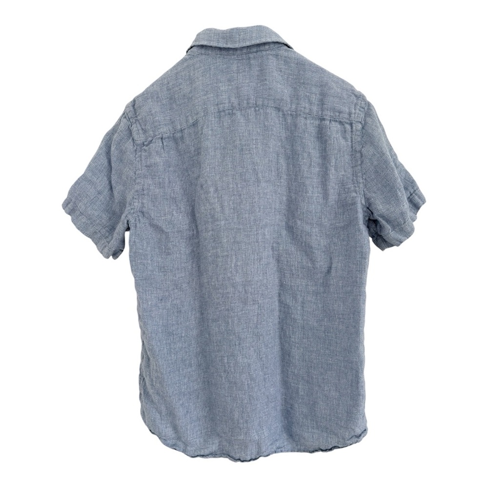 Faherty Short-Sleeve Palma Linen Shirt - Blue Basketweave - Picture 6 of 10